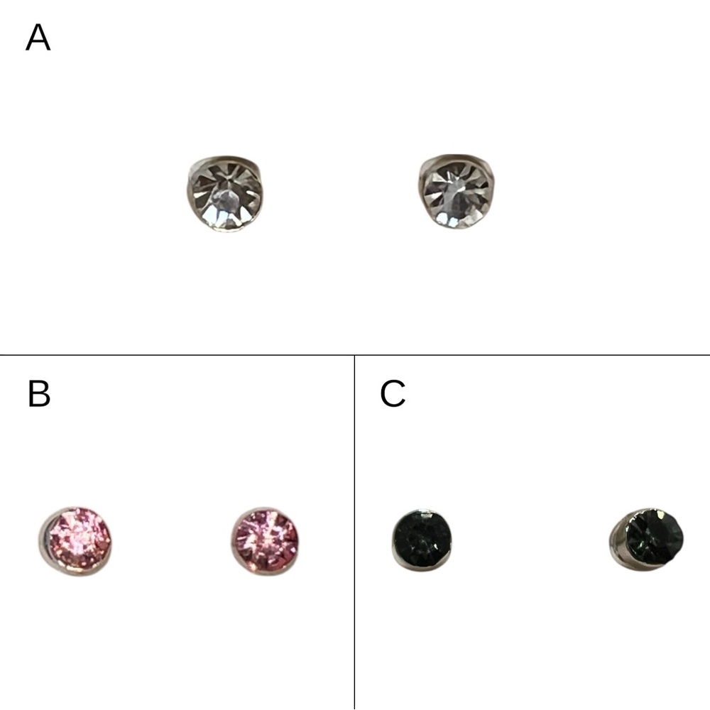 Stud Earrings in White, Pink and Black